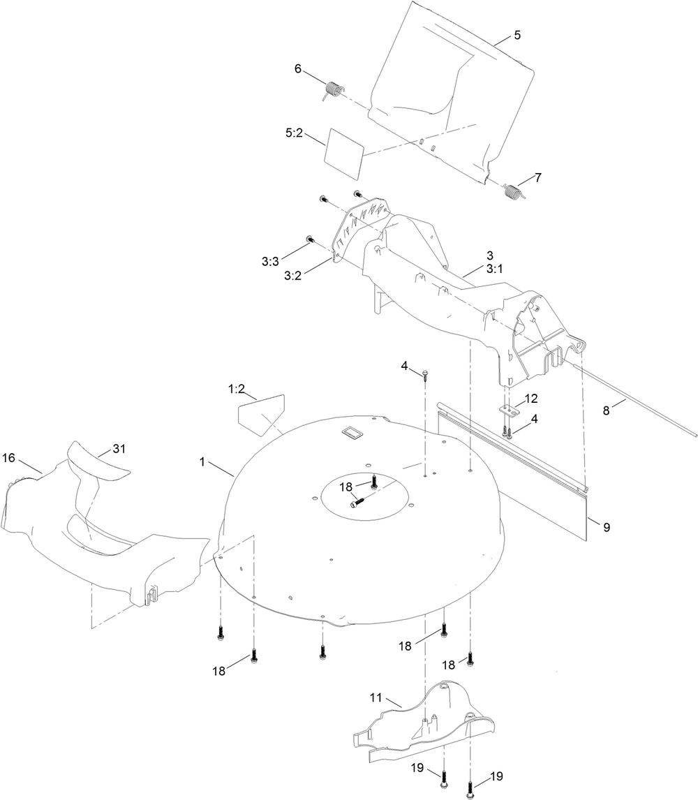 Housing Assembly Diagram and Parts List for 17734 405700000 - 999999999 Lawn Boy Lawn Mower
